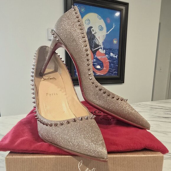 Christian Louboutin Shoes - Christian Louboutin | Anjalina 85 Rose Gold/Pink Spike Accent Heels